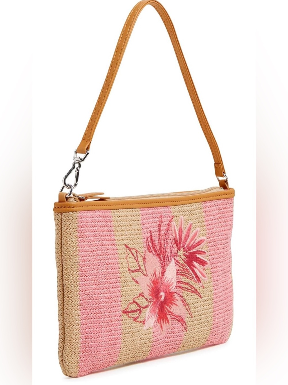 Vera Bradley Women's Straw Convertible Wristlet Candy Pink Stripe Straw- NWT